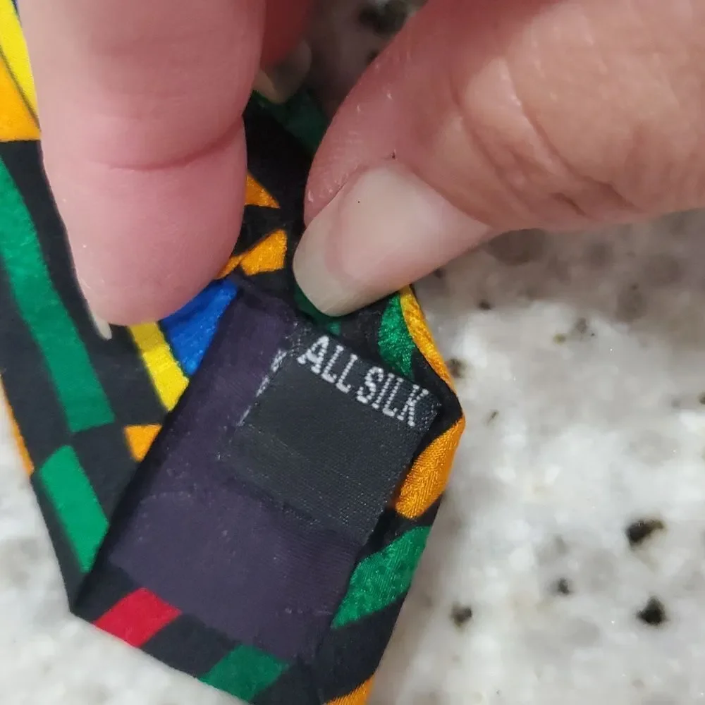 Rush Limbaugh Vintage 90’s Geometric Wave Colorful Silk Tie